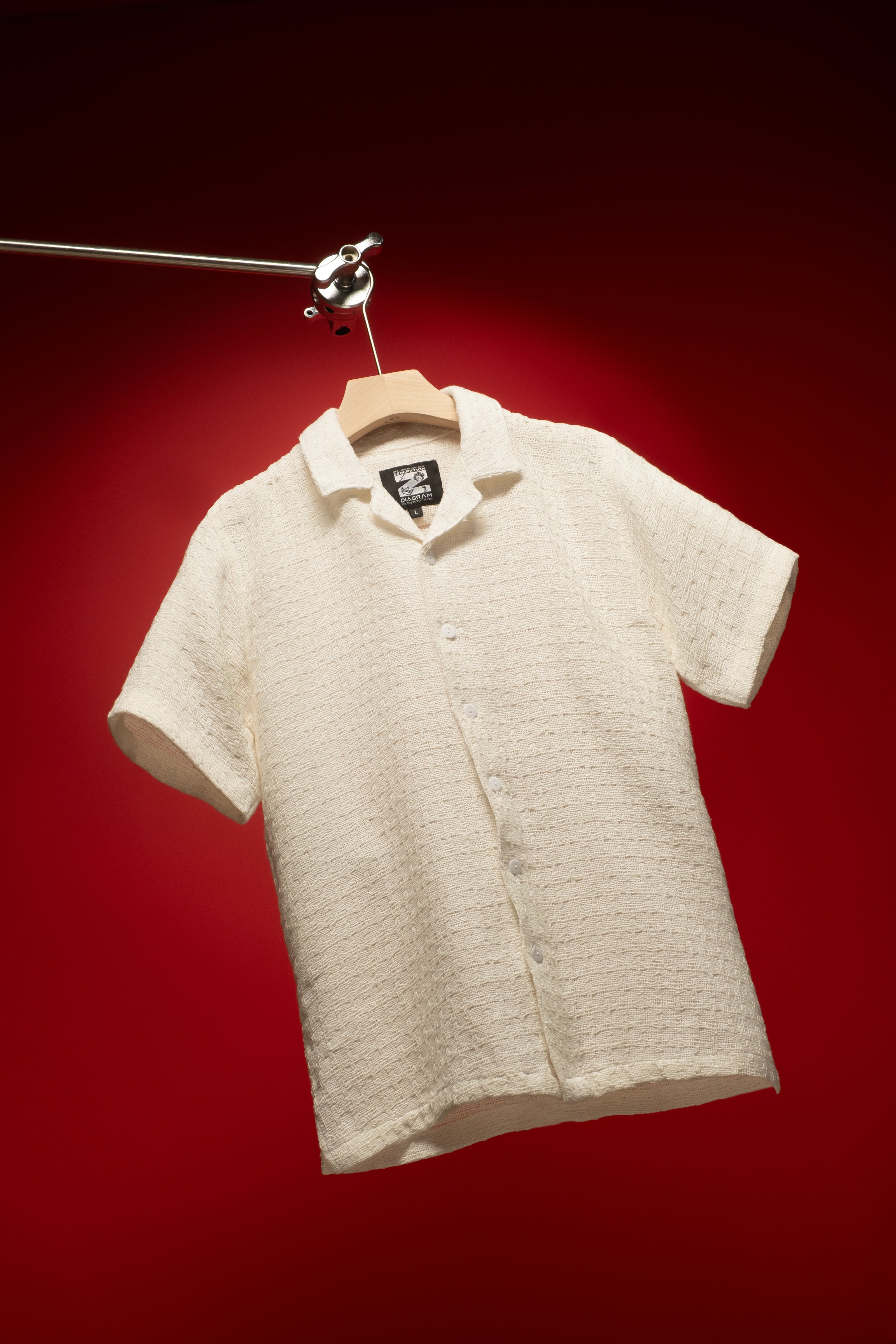 Men’s Cream Textured Cuban Shirt | DSH-41