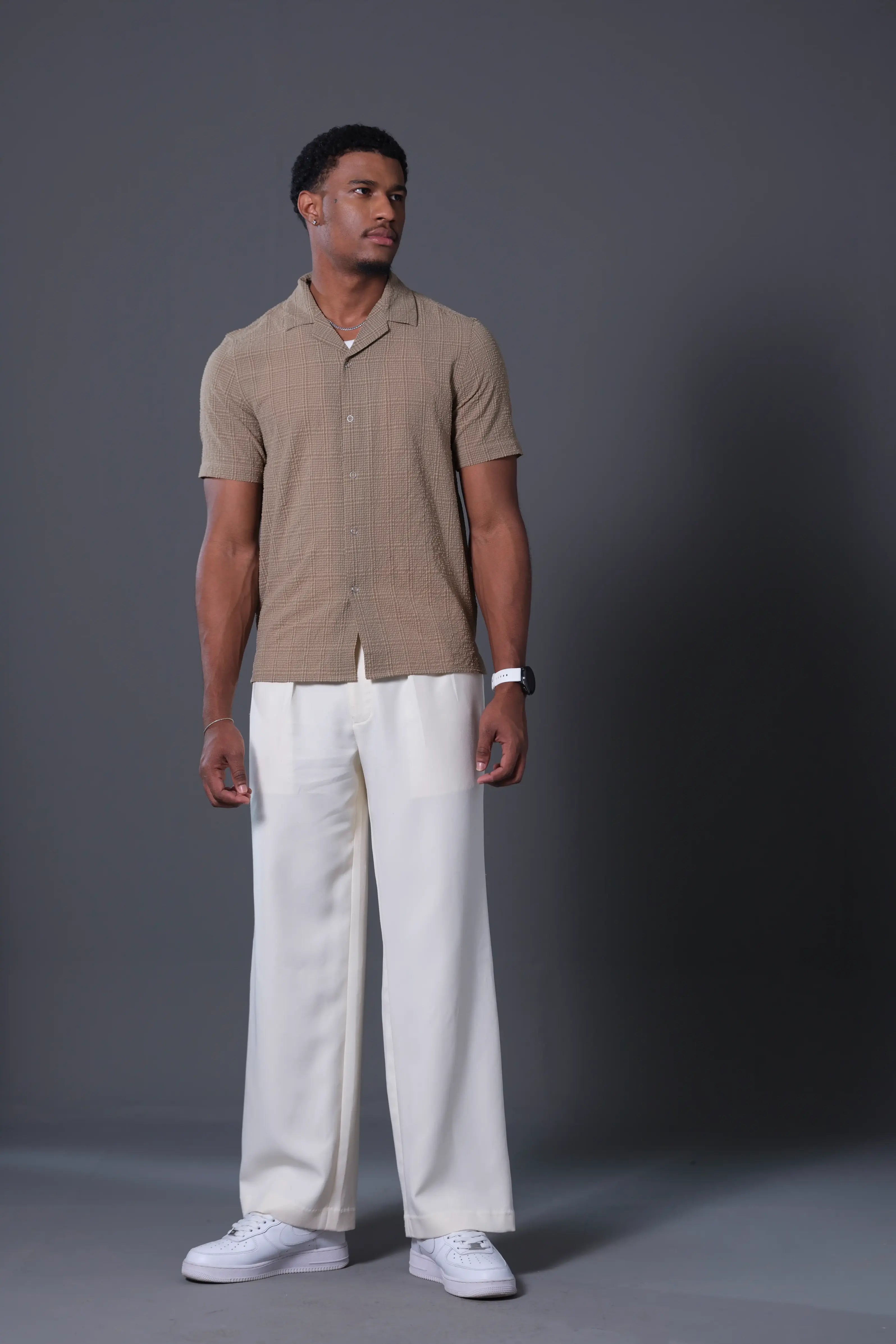 Men's Half Sleeve Cuban Shirt - Seersucker Lightweight Cotton | DSH-22
