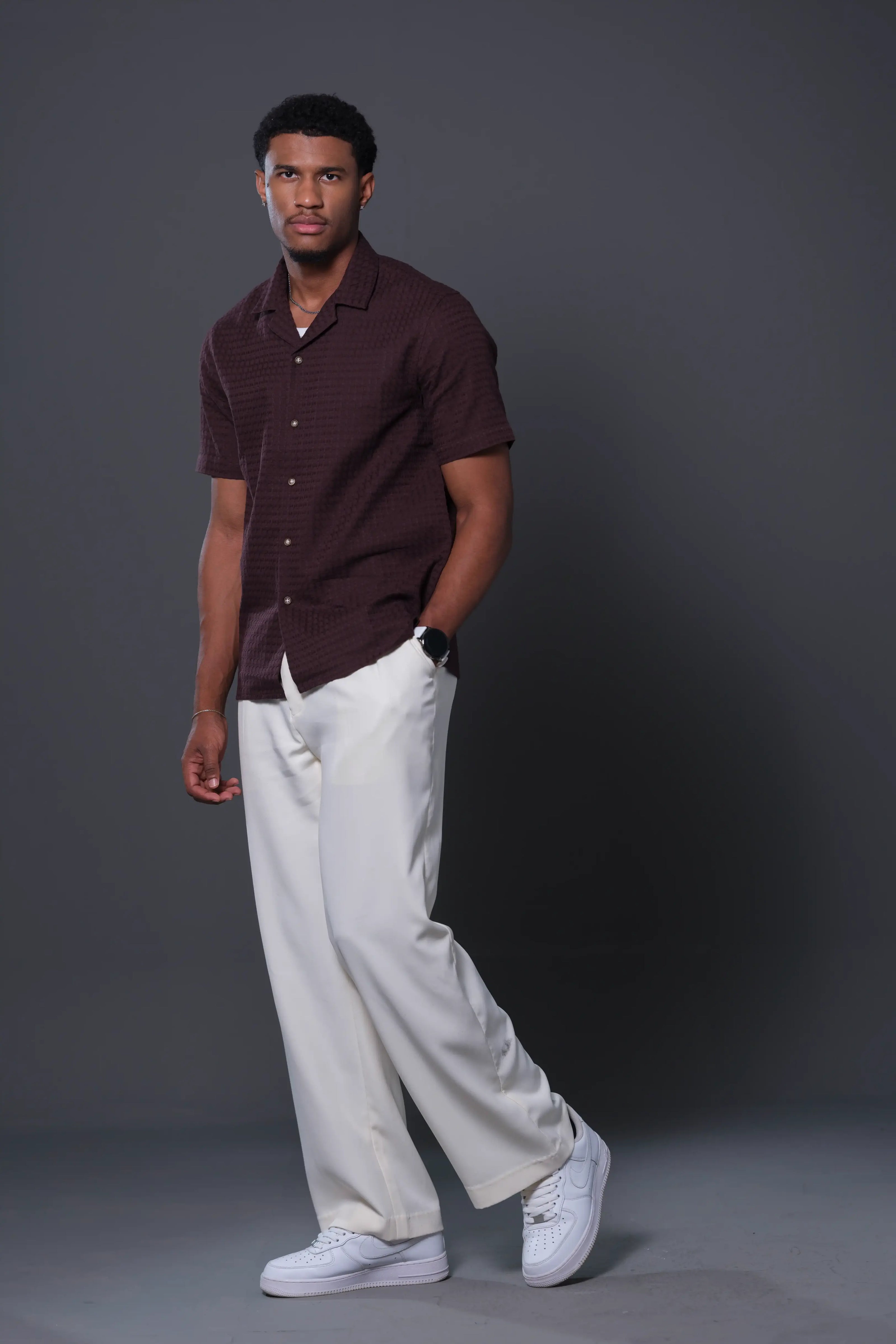 Men's Half Sleeve Cuban Shirt - Seersucker Lightweight Cotton | DSH-31