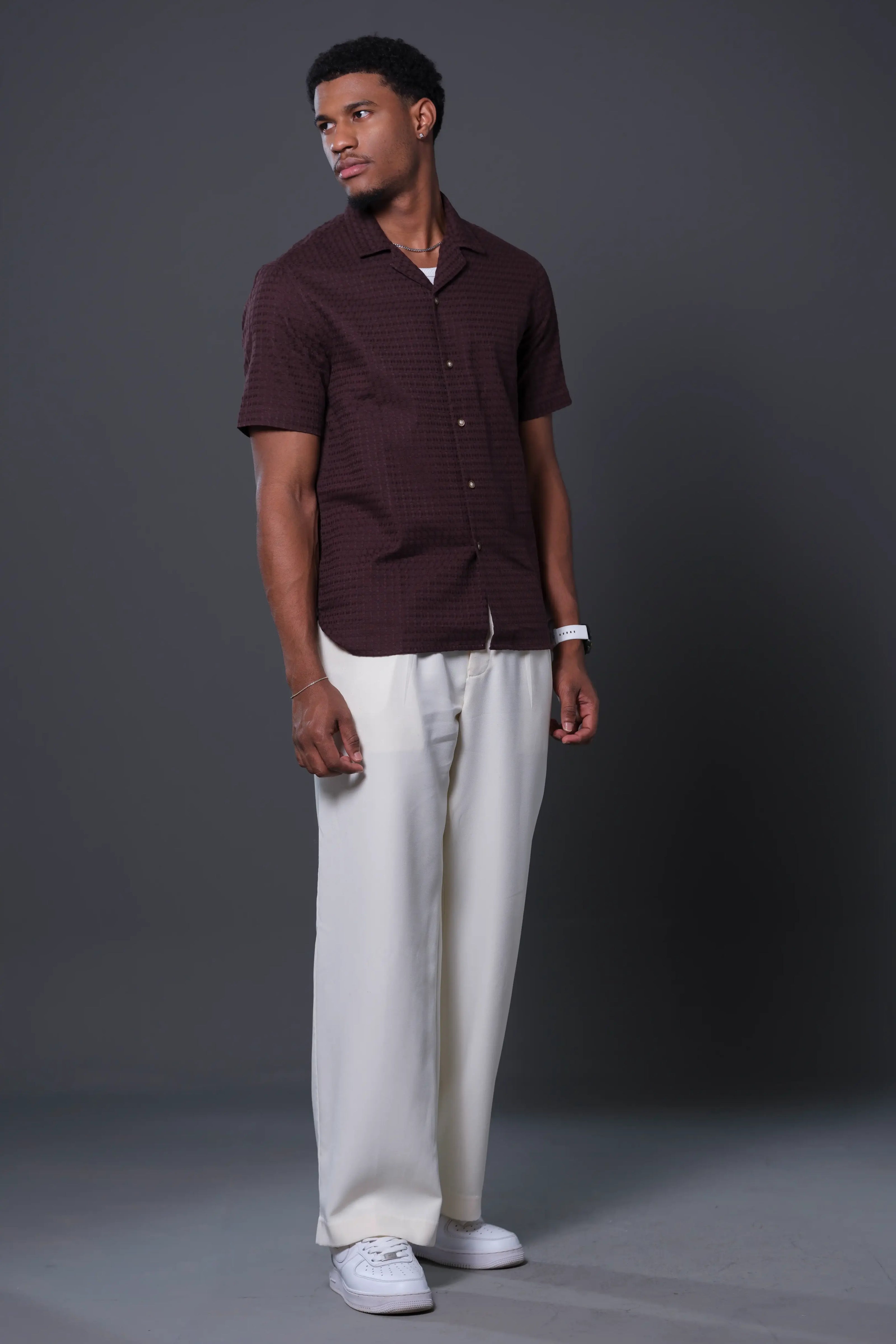 Men's Half Sleeve Cuban Shirt - Seersucker Lightweight Cotton | DSH-31
